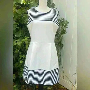 Madewell, white dress with black and white stripes SZ Medium